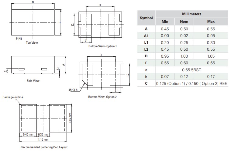 Mechanical Drawing - Littelfuse SC1122-01ETG TVS Diode